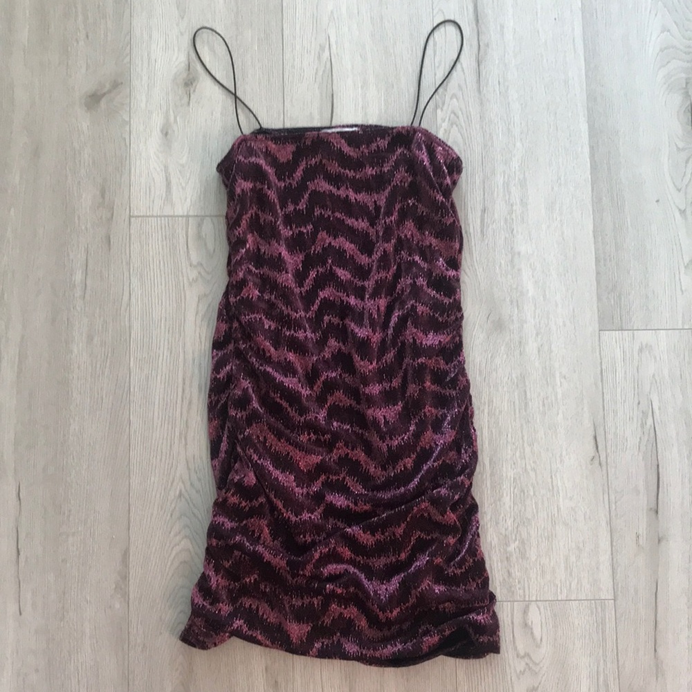 Topshop Ruched Metallic Dress